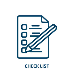 Poster - check list icon from artificial intellegence and future technology collection. Thin linear check list, check, list outline icon isolated on white background. Line vector check list sign, symbol for