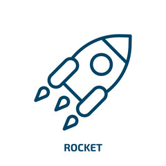 Poster - rocket icon from artificial intellegence and future technology collection. Thin linear rocket, idea, business outline icon isolated on white background. Line vector rocket sign, symbol for web and