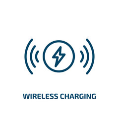Poster - wireless charging icon from artificial intellegence and future technology collection. Thin linear wireless charging, phone, battery outline icon isolated on white background. Line vector wireless