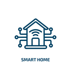 Poster - smart home icon from artificial intellegence and future technology collection. Thin linear smart home, smart, home outline icon isolated on white background. Line vector smart home sign, symbol for