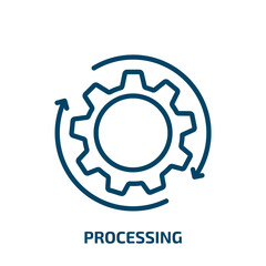 Poster - processing icon from artificial intellegence and future technology collection. Thin linear processing, business, data outline icon isolated on white background. Line vector processing sign, symbol for