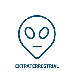 Poster - extraterrestrial icon from astronomy collection. Thin linear extraterrestrial, space, character outline icon isolated on white background. Line vector extraterrestrial sign, symbol for web and mobile