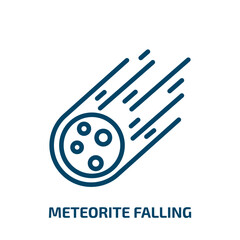 Poster - meteorite falling icon from astronomy collection. Thin linear meteorite falling, shooting, space outline icon isolated on white background. Line vector meteorite falling sign, symbol for web and