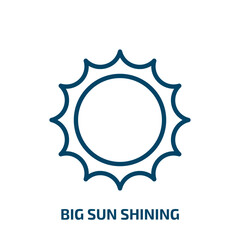 Poster - big sun shining icon from astronomy collection. Thin linear big sun shining, ray, light outline icon isolated on white background. Line vector big sun shining sign, symbol for web and mobile