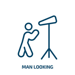 Poster - man looking icon from business collection. Thin linear man looking, man, people outline icon isolated on white background. Line vector man looking sign, symbol for web and mobile
