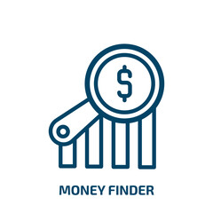 money finder icon from business collection. Thin linear money finder, bank, trading outline icon isolated on white background. Line vector money finder sign, symbol for web and mobile