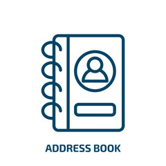 Poster - address book icon from business collection. Thin linear address book, book, address outline icon isolated on white background. Line vector address book sign, symbol for web and mobile