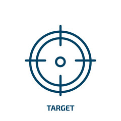 Poster - target symbol icon from business collection. Thin linear target symbol, target, internet outline icon isolated on white background. Line vector target symbol sign, symbol for web and mobile