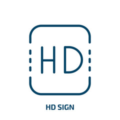 Poster - hd sign icon from cinema collection. Thin linear hd sign, video, movie outline icon isolated on white background. Line vector hd sign sign, symbol for web and mobile