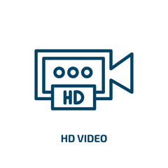 Poster - hd video icon from cinema collection. Thin linear hd video, hd, tv outline icon isolated on white background. Line vector hd video sign, symbol for web and mobile