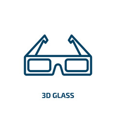 Poster - 3d glass symbol icon from cinema collection. Thin linear 3d glass symbol, glass, circle outline icon isolated on white background. Line vector 3d glass symbol sign, symbol for web and mobile