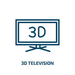 Poster - 3d television icon from cinema collection. Thin linear 3d television, television, screen outline icon isolated on white background. Line vector 3d television sign, symbol for web and mobile