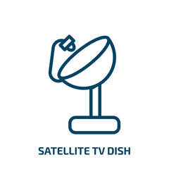 Poster - satellite tv dish icon from cinema collection. Thin linear satellite tv dish, tv, technology outline icon isolated on white background. Line vector satellite tv dish sign, symbol for web and mobile