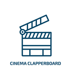 Aufkleber - cinema clapperboard icon from cinema collection. Thin linear cinema clapperboard, movie, film outline icon isolated on white background. Line vector cinema clapperboard sign, symbol for web and mobile
