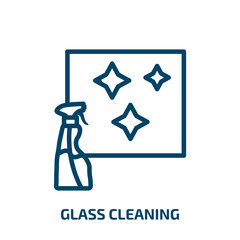 Poster - glass cleaning icon from cleaning collection. Thin linear glass cleaning, glass, collection outline icon isolated on white background. Line vector glass cleaning sign, symbol for web and mobile