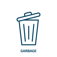 Poster - garbage icon from cleaning collection. Thin linear garbage, pollution, recycle outline icon isolated on white background. Line vector garbage sign, symbol for web and mobile