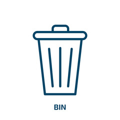 Poster - bin icon from cleaning collection. Thin linear bin, basket, recycle outline icon isolated on white background. Line vector bin sign, symbol for web and mobile