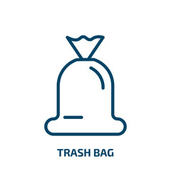 Poster - trash bag icon from cleaning collection. Thin linear trash bag, bag, pollution outline icon isolated on white background. Line vector trash bag sign, symbol for web and mobile