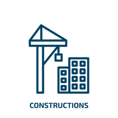 Poster - constructions icon from construction collection. Thin linear constructions, construction, industrial outline icon isolated on white background. Line vector constructions sign, symbol for web and