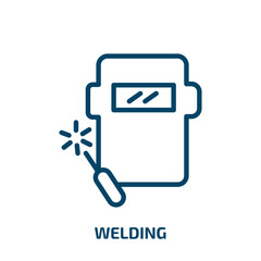Poster - welding icon from construction collection. Thin linear welding, industry, equipment outline icon isolated on white background. Line vector welding sign, symbol for web and mobile