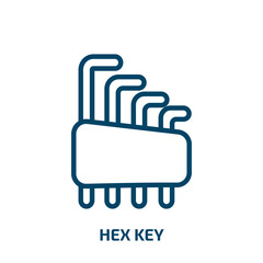 Poster - hex key icon from construction collection. Thin linear hex key, hex, key outline icon isolated on white background. Line vector hex key sign, symbol for web and mobile