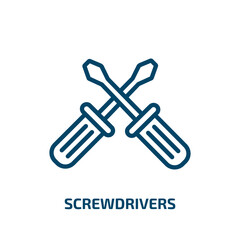 Poster - screwdrivers icon from construction collection. Thin linear screwdrivers, industry, screwdriver outline icon isolated on white background. Line vector screwdrivers sign, symbol for web and mobile