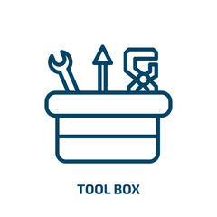 Poster - tool box icon from construction collection. Thin linear tool box, work, tool outline icon isolated on white background. Line vector tool box sign, symbol for web and mobile