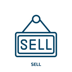Poster - sell icon from cryptocurrency collection. Thin linear sell, shop, buy outline icon isolated on white background. Line vector sell sign, symbol for web and mobile
