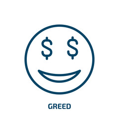 Poster - greed icon from cryptocurrency collection. thin linear greed, business, finance outline icon isolate