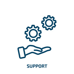 Poster - support icon from delivery and logistic collection. Thin linear support, contact, communication outline icon isolated on white background. Line vector support sign, symbol for web and mobile