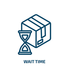 Poster - wait time icon from packing and delivery collection. Thin linear wait time, time, clock outline icon isolated on white background. Line vector wait time sign, symbol for web and mobile