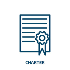 Poster - charter icon from delivery and logistic collection. Thin linear charter, plane, aviation outline icon isolated on white background. Line vector charter sign, symbol for web and mobile