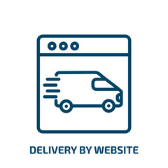 Poster - delivery by website icon from delivery and logistic collection. Thin linear delivery by website, delivery, cart outline icon isolated on white background. Line vector delivery by website sign, symbol