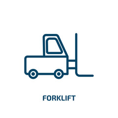 Poster - forklift icon from delivery and logistic collection. Thin linear forklift, truck, warehouse outline icon isolated on white background. Line vector forklift sign, symbol for web and mobile