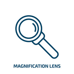 Poster - magnification lens icon from education collection. Thin linear magnification lens, find, magnifying outline icon isolated on white background. Line vector magnification lens sign, symbol for web and