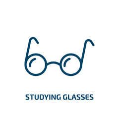 Poster - studying glasses icon from education collection. Thin linear studying glasses, education, school outline icon isolated on white background. Line vector studying glasses sign, symbol for web and mobile