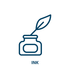 Poster - ink icon from literature collection. Thin linear ink, business, cartoon outline icon isolated on white background. Line vector ink sign, symbol for web and mobile