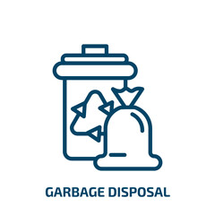 Poster - garbage disposal icon from electronic devices collection. Thin linear garbage disposal, waste, garbage outline icon isolated on white background. Line vector garbage disposal sign, symbol for web and