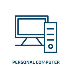 Poster - personal computer icon from electronic devices collection. Thin linear personal computer, person, computer outline icon isolated on white background. Line vector personal computer sign, symbol for web