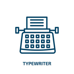 Poster - typewriter icon from electronic devices collection. Thin linear typewriter, computer, paper outline icon isolated on white background. Line vector typewriter sign, symbol for web and mobile