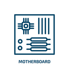 Poster - motherboard icon from electronic devices collection. Thin linear motherboard, hardware, processor outline icon isolated on white background. Line vector motherboard sign, symbol for web and mobile