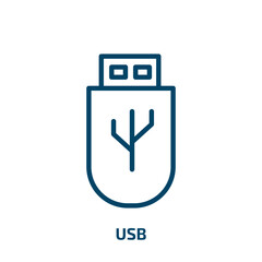 Poster - usb icon from electronic devices collection. Thin linear usb, technology, computer outline icon isolated on white background. Line vector usb sign, symbol for web and mobile