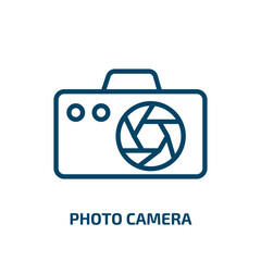 Poster - photo camera icon from electronic devices collection. Thin linear photo camera, film, camera outline icon isolated on white background. Line vector photo camera sign, symbol for web and mobile