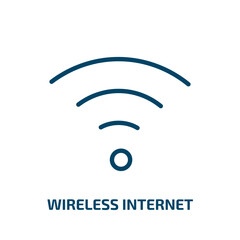 Poster - wireless internet icon from electrian connections collection. Thin linear wireless internet, communication, phone outline icon isolated on white background. Line vector wireless internet sign, symbol