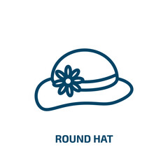 Poster - round hat icon from fashion collection. Thin linear round hat, hat, app outline icon isolated on white background. Line vector round hat sign, symbol for web and mobile