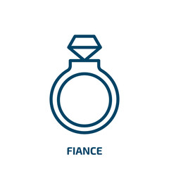 Poster - fiance icon from fashion collection. Thin linear fiance, engagement, ring outline icon isolated on white background. Line vector fiance sign, symbol for web and mobile