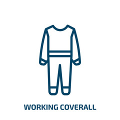 Poster - working coverall icon from fashion collection. Thin linear working coverall, work, safety outline icon isolated on white background. Line vector working coverall sign, symbol for web and mobile