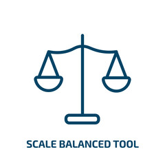 Poster - scale balanced tool icon from food collection. Thin linear scale balanced tool, 1, balance outline icon isolated on white background. Line vector scale balanced tool sign, symbol for web and mobile