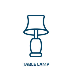 Poster - table lamp icon from furniture & household collection. Thin linear table lamp, furniture, table outline icon isolated on white background. Line vector table lamp sign, symbol for web and mobile