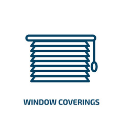 Poster - window coverings icon from furniture & household collection. Thin linear window coverings, window, template outline icon isolated on white background. Line vector window coverings sign, symbol for web